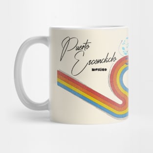 Retro 70s/80s Style Rainbow Surfing Wave Mexico Mug